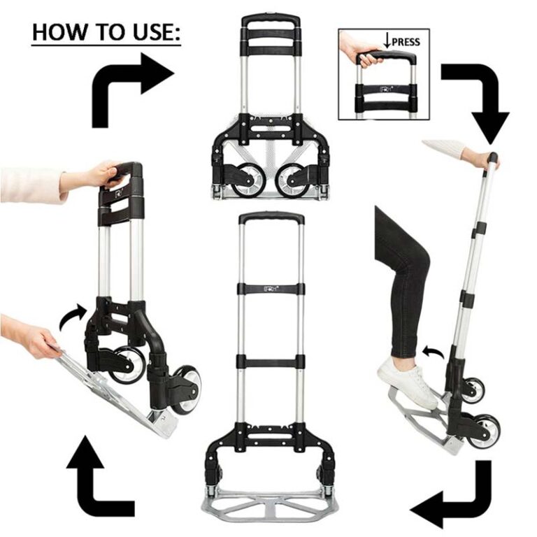 Folding Hand Luggage Cart Aluminum Trolley Push Truck