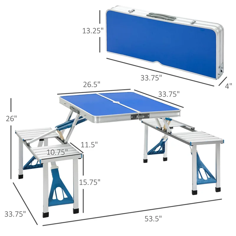 Wholesale Different Colors Customized Outdoor Aluminum Folding Tables Chair Portable Tables
